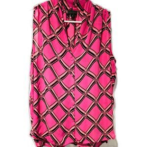 Worthington Pink and Black Sleeveless Button up blouse. Size XL